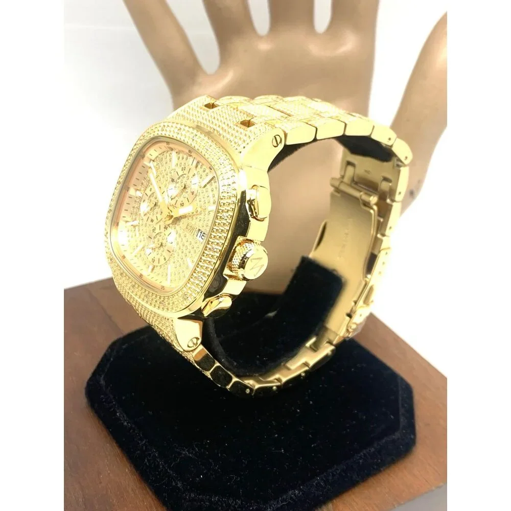 JBW Men's Watch J6380A Heist Diamond 0.20CTW Gold Tone Steel Quartz 45mm